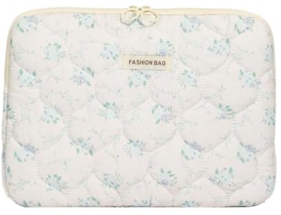 dijiusidy Housse Florale pour Ordinateur Portable pour Femmes, étui Mignon pour appareils de 13 Pouces, Facile à Transporter, Petite Fleur, Choix de Sac pour Ordinateur Portable, Blanc, 13 Pouces