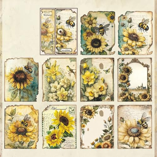 30 Stück Vintage Scrapbooking DIY Material Papier Pack Tier Floral News Papier Brief Dekorative Antik Retro Natürliche Sammlung Kunst Handwerk Tagebuch Journal Supplies (1 Land der Bienen)