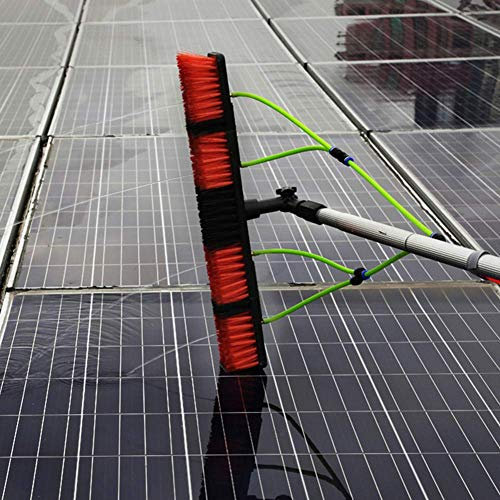 Kit per la pulizia dei pannelli solari con asta alimentata ad acqua da 12 m e testina da 30 cm, attrezzatura per la pulizia di finestre per pannelli fotovoltaici e finestre