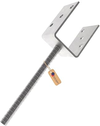 GEZU IMPEX Supporto Pali U 81 x 300 mm Zincato a Caldo Set di 4 Supporti Pali in da Cemento Brackets per Recinzione