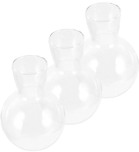 HYTROVE Glass Hydroponic Vase Wooden Frame Indoor Plant Terrarium High Borosilicate Round Bulb Vase for Home Tabletop Water Planter Decorative Garden