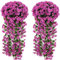 2 Stück Hängenden Künstlich Veilchen,Künstliche Blumen Veilchen Girlande Kranz, Simulation Silk Blume Rattan für Ihr Zuhause, Hochzeiten, Garten, Zur Dekoration (Fuchsie)