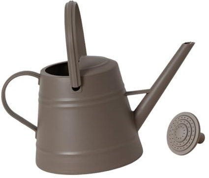 Sharplace Garten Gießkanne 3.8 L, Kunststoff handliche Gießkanne mit abnehmbarem Sprühkopf und langem Auslauf, Gartenblumenkanne Ideal zum Gießen von Blumen, Pflanzen & Bäumen, Dunkelbraun