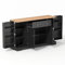 Armario de cocina multifuncional de 138 cm, aparador con cajón, puertas de estantería y estantes ajustables, diseño moderno con protección antivuelco, para cocina, salón y dormitorio (negro)