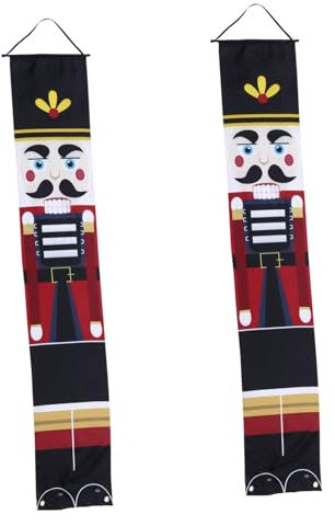 CAXUSD 2 Pack Nutcracker Soldier Door Couplet Xmas Door Banner Christmas Decorations Outdoor Bunting