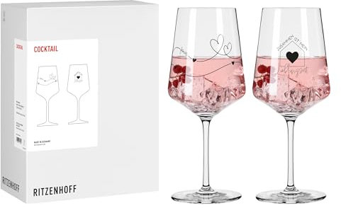 RITZENHOFF 8131002 Cocktail-Glas 500 ml, Serie Sprüche, 2er Set mit Schriftzug Liebe Nr. 3 und 4 - modern, Made in Germany