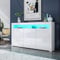 Sideboard Hochglanz 3 Türen Sideboard Schrank Aufbewahrungsschrank mit LED-Leuchten Moderne Wohnzimmer Schlafzimmer Möbel (Weiß)
