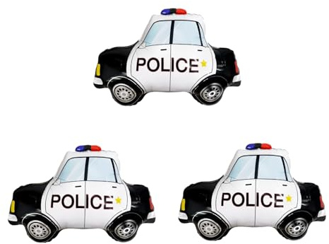 Luftballons aus Aluminiumfolie, Cosplay, Partyzubehör, Kinder, Geschenke, Auto, Ruhestand, Partyzubehör, weißes Auto, Geburtstagsparty, Dekorationen, 3 Stück (schwarze Polizei)