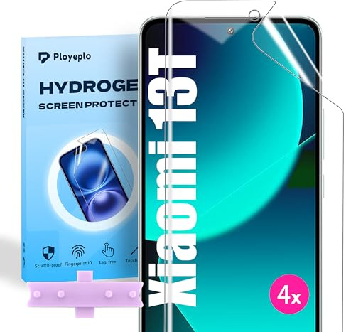 Ployeplo Películas de Hidrogel para Xiaomi 13T, 4 Piezas HD Protector de Pantalla de TPU Suave Transparente con Una Posicionador Fácil Instalación(no vidrio templado)