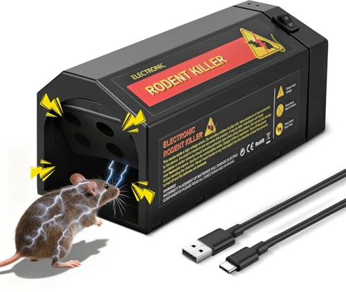 Elektrische Rattenfalle,8000V Automatisch Elektrische Mausefalle für Mäuse Hamster Wühlmäuse, Arbeitsstrom Rattenfalle Elektrisch Dual Power Modes Elektrischer Rattenfänger Rattenfallen Schlagfallen