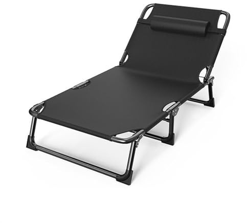LOKLNEYK Klappbett for den Außenbereich, verstärktes tragbares Einzelbett for zu Hause, einfaches for das Büro, Einzelbett-Liegestuhl for(Black)