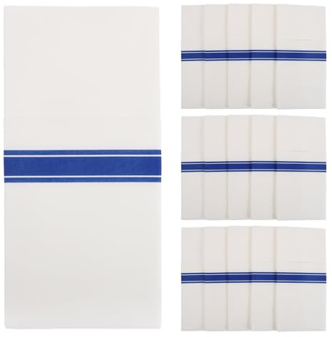 COLLBATH 50 vorgefaltete Servietten mit integrierter Bestecktasche – Weiß mit blauem Rand, Einweg-Papierservietten für Silberbesteck, Hochzeiten, Babypartys