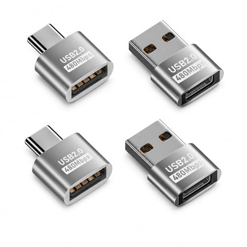 ERBO 4 Stück USB C Adapter Set, 2X USB auf Typ C Adapter & 2X Typ C auf A Stecker, 480Mbps OTG Adapter USB A auf USB C Kompatibel mit iPhone, Galaxy, Laptop, MacBook Pro, iPad, PC Hub