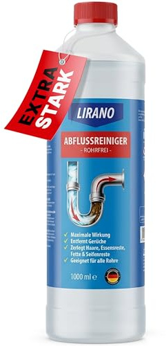 Rohrfrei, Abflussreiniger EXTRA STARK in Profi-Qualität – 1L – löst Haare, Speisereste & hartnäckigsten Rohrverstopfungen – neutralisiert unangenehme Gerüche - biologisch abbaubar - Made in Germany