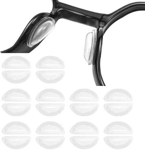 Eyeglass Nose Pads, Adhesive Anti-Slip Nose Pads, Glasses Nose Pads Soft Silicone Nose Pad Cushion for Glasses, Eyeglasses, Sunglasses (10 Clear Pairs)