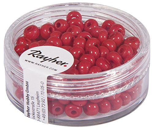 Rayher 1406718Indianer-Perlen, 4,5 mm ø, rot