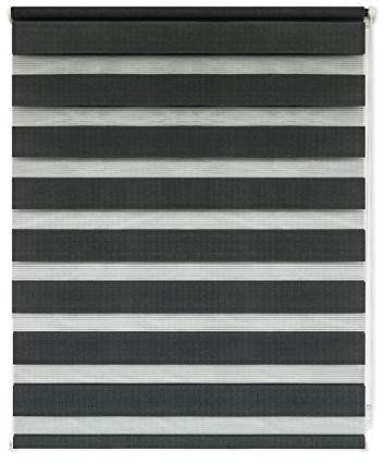 EXKLUSIV HEIMTEXTIL Duo Doppelrollo Klemmfix Fensterrollo ohne Bohren mit Pendelsicherung anthrazit 80 x 200 cm