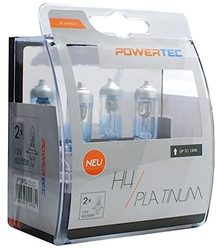 M-Tech ptzpt4-duo Leuchtmittel PowerTech Platinum + 130% H4 12 V 60/55 W, Weiß