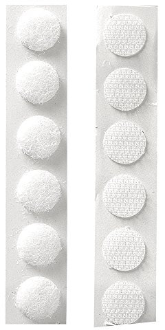 Rayher White Hook and Loop Dots, Self Adhesive Coins, Stick-on Hook & Loop Fasteners for Sewing, Crafting and Card Making, Diameter 12mm, 20 Pieces, 7898500