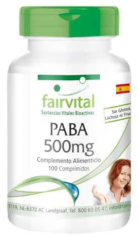 fairvital PABA 500mg, 100 Tabletten, HOCHDOSIERT,Para-Aminobenzoesäure, Vitamin B10, VEGAN