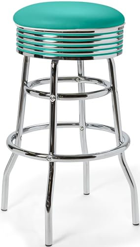 Bel Air Hochstuhl Barhocker 2-er Set Gastronomie Barstuhl Hocker Bar Stuhl 50's Designerbarhocker Diner (Türkis)