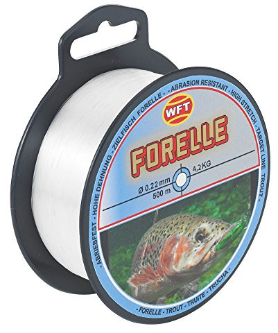 WFT Zielfisch Forelle 500m Clear - Angelschnur zum Forellenangeln, Monofilschnur für Forellen, Forellenschnur zum Angeln, Schnur, Durchmesser/Tragkraft:0.22mm / 4.2kg Tragkraft