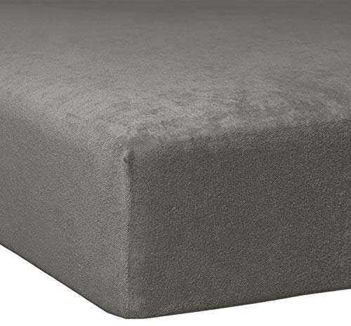 Traumschlaf Flausch Frottee Spannbettlaken Schiefer, 180x200 cm - 200x200 cm