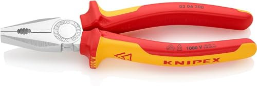 Knipex Pinza Universale Cromata, Isolati con Manici Rivestiti in Materiale Bicomponente, Collaudati Vde 200 Mm (Confezione Self-Service/Blister) 03 06 200 Sb