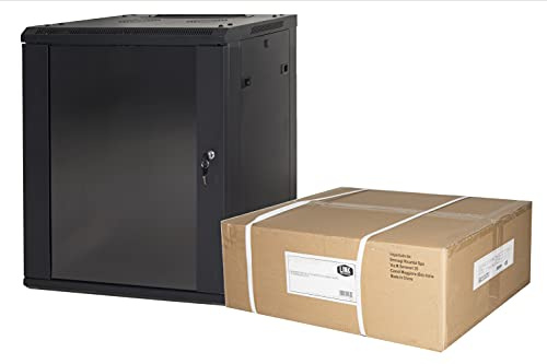 Schrank Rack 19 9 Wandeinheiten H 500 x (B) 600 x (T) 450 cm, schwarz unmontiert Glastür