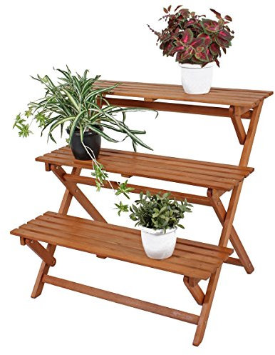 Markenlos Klappbare Blumentreppe/Pflanztreppe aus Holz