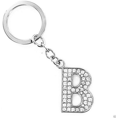 Steellwingsf Porte-clés unisexe avec lettre de l'alphabet et strass incrustés (B)