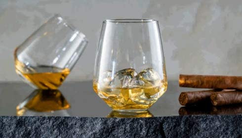 Topkapi McDalford Lot de 6 verres à whisky avec effet toupie, pour whisky, cocktail, jus, eau, boissons, H ~ 10,6 cm ~ 420 ml