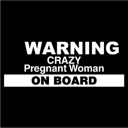 Zemn Autocollant Mural 15 * 5.7Cm Avertissement Femme Folle Enceinte À Bord d'un Décalque De Vinyle Autocollant