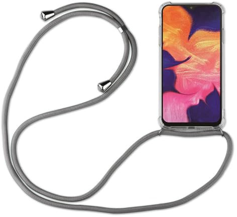 Hülle Kompatibel mit Samsung Galaxy A41 | Handykette Smartphone Halskette Hülle mit Band | Handyhülle mit Kordel zum Umhängen Kompatibel für Galaxy A41 | Grau