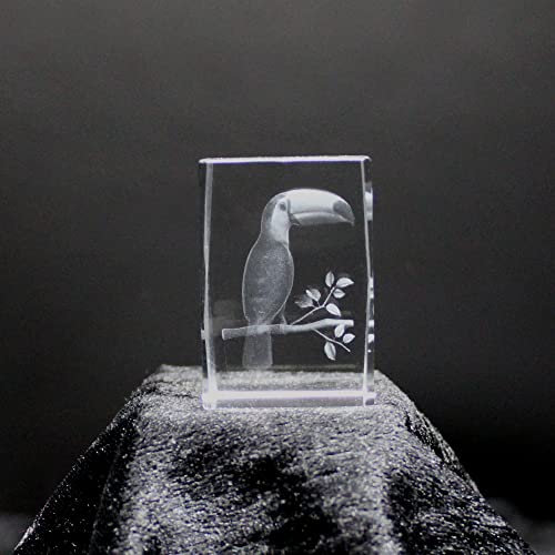 ERN Kristallglas Figur - Tucan - 3D Laser Glas Skulptur | 45 x 30 x 30mm | Deko & Geschenkidee