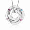 Russische Ring Halskette mit Gravur 3 bis 4 Geburtsstein Kinder Name Namenskette für Damen Mädchen Mutter Oma Familienkette Personalisiert Rund kreis Kette in 925 Sterling Silber Geschenkbox