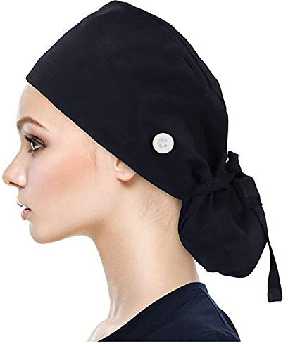 Muium(TM) Kappen mit Knopf und Baumwolle Einfarbige Schweißband Schrubben Hut für Unisex OP Haube Chirurgische Hut Verstellbar Kochmütze Kopfhauben Peeling Kappe