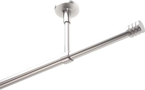 DécoProfi Gardinenstangen Edelstahloptik 1-läufig Ø 16 mm L: 120 cm I Endkappe mit Rille Gardinen/Vorhangstange im Set I Inklusive Träger, Befestigung und Endstücke I Decken- oder Wandbefestigung