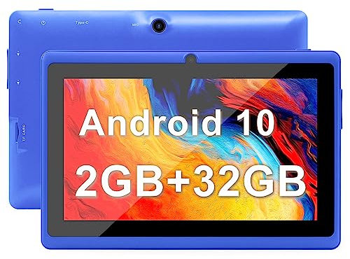 Haehne Tablet 7 Zoll, Android 10 GO Betriebssystem Tablet PC, Quad Core Prozessor, 2GB RAM + 32GB ROM, 1024 * 600 HD IPS, WiFi, 2500mAh, Bluetooth, Blau