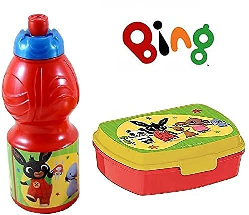 ILS I LOVE SHOPPING Juego de lonchera - 2 unidades: Fiambrera Porta Merienda y Botella Libre De Bpa - 400 ml Bing