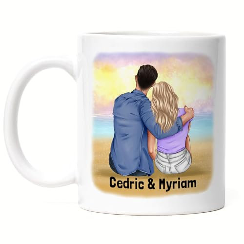 Kiddle-Design Mug pour couple Personnalisé avec nom Cadeau pour couple petit ami et petite amie Anniversaire de mariage tasse à café personnalisée pour couple
