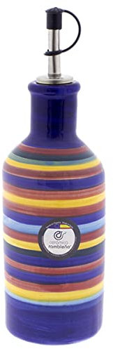 CERÁMICA RAMBLEÑA | Burette Amazon | Burette anti-goutte | Burette en céramique pour la cuisine - Modèle 05 | 500 ml | 100% décorée à la main | 7x7x24 cm