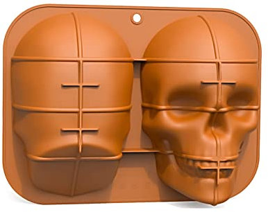 Taxually Große Totenkopf-Kuchenform, steuerlich 3D-Totenkopf-Silikon-Kuchenform, DIY-Totenkopf-Kuchenform, Schokoladenform, Totenkopf-Eiswürfelform, Spukbackform, Kuchenform für Halloween-Dekoration