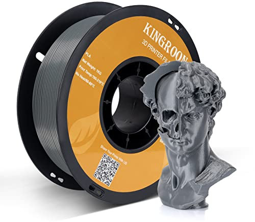 Kingroon PLA 3D Printer Filament, Dimensional Accuracy +/- 0.03mm, 1kg Spool(2.2lb), 1.75mm, Grey