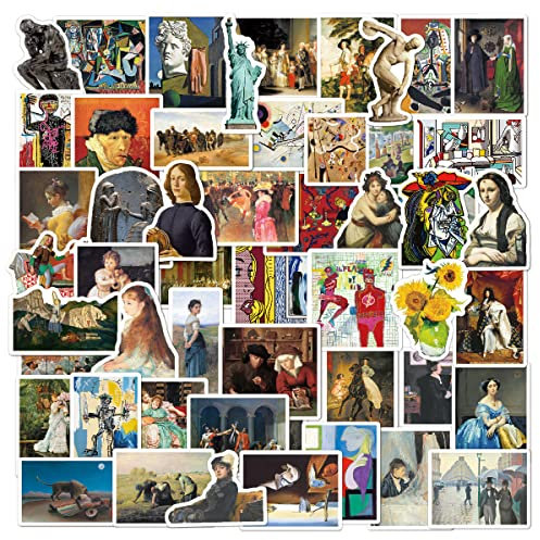 Mona Lisa Vintage Aufkleber 50 Stück, ästhetische Cottagecore Dekor Vinyl Aufkleber für Scrapbook,Laptop,Teenager,Mädchen,Erwachsene,Retro Geschenke