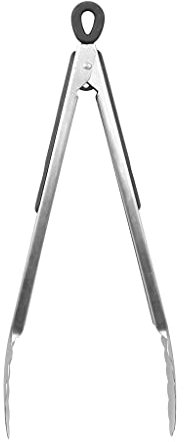 RUECAB - Grillzange, Zange – lange Grillzange aus Edelstahl – Länge: 30 cm – Beschichtung: Edelstahl (Stärke: 0,8 mm) – komfortabler Griff, rutschfeste Beschichtung für angenehmen Halt