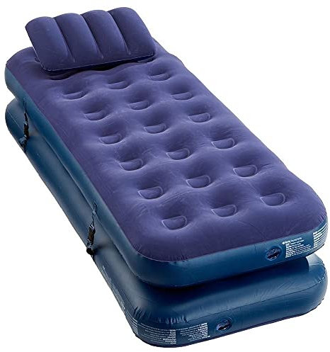 Almineez Versatile 3 in 1 Inflatable Flocked Airbed High Raised Single, Single and Double Air Bed Mattress With 2 Detachable Pillows – For Camping Picnic Hiking – Indoor/Outdoor Use Guest Airbeds