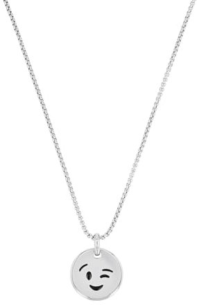 s.Oliver Kette mit Anhänger Edelstahl Jungen Kinder Halsschmuck, 40+3 cm, Silber, Smiley, Kommt in Schmuck Geschenk Box, 2034938