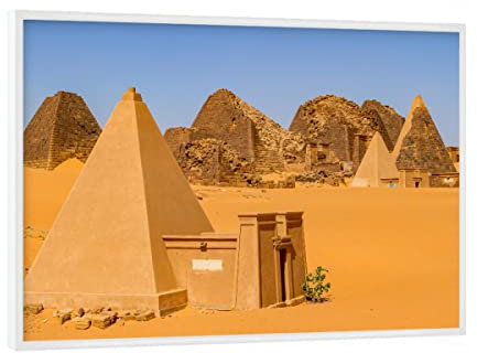 artboxONE Poster mit weißem Rahmen 18x13 cm Architektur Die Pyramiden im Sudan - Bild Pyramide meroe nubien