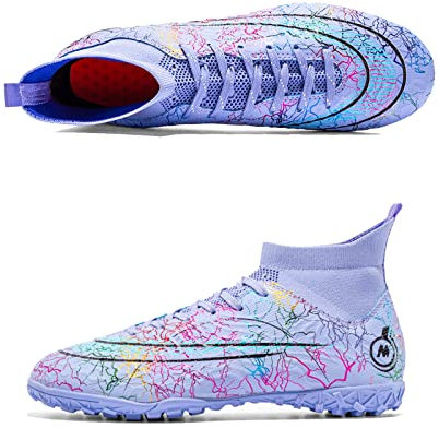 Scarpe da calcio da uomo per ragazzi High Top Professionale Athletics Scarpe da allenamento per adulti scarpe da calcio all'aperto unisex, viola., 38 EU